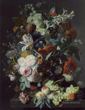 Fleurs œuvres - Nature morte avec fleurs et fruits 2 Jan van Huysum fleurs classiques